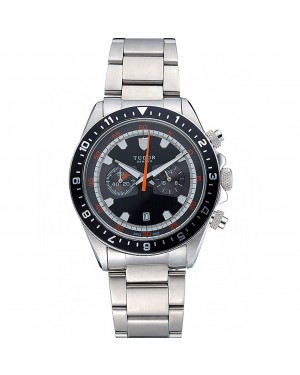 Tudor Heritage Chronograph Black Dial Stainless Steel Bracelet 622418