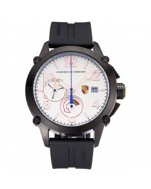 Porsche Design Indicator White Dial Black Case Black Rubber Strap