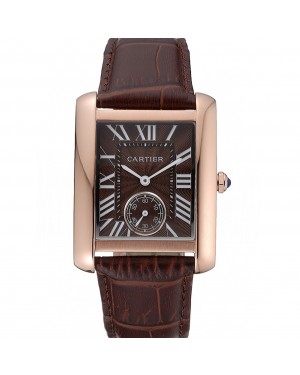 Cartier Tank MC Gold Case Brown Dial Brown Leather Strap 622175