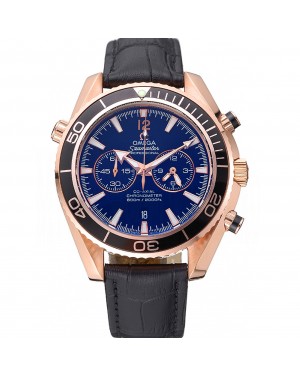Omega Seamaster Planet Ocean Chronograph Ceragold Black Dial 622391