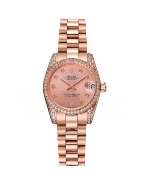 Swiss Rolex DateJust Rose Gold Dial Diamond Case Rose Gold Bracelet 1453977