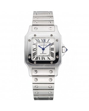 Swiss Cartier Santos White Dial Stainless Steel Case And Bracelet 622882