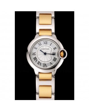 Cartier Ballon Bleu 30mm White Dial Stainless Steel Case Two Tone Bracelet