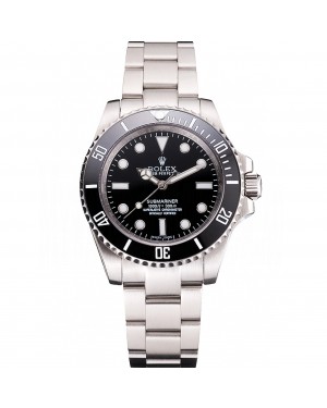 Swiss Rolex Submariner No Date Black Dial And Bezel Stainless Steel Case And Bracelet
