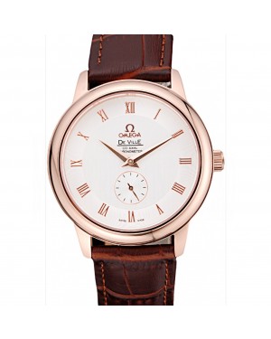 Omega DeVille Prestige Small Seconds White Dial Gold Case Brown Leather Bracelet 622603