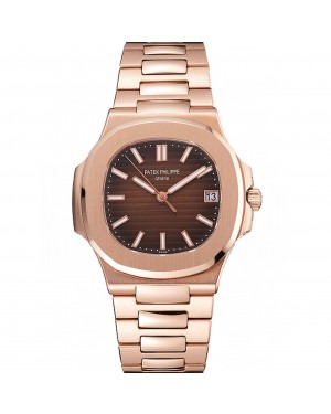 Swiss Patek Philippe Nautilus Dark Brown Dial Stainless Steel Bracelet 1453949