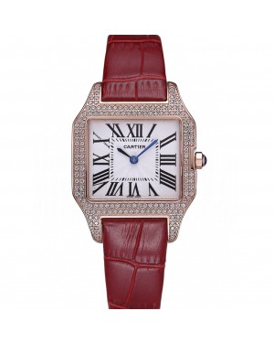 Cartier Santos 100 Diamond Rose Gold Bezel 621917