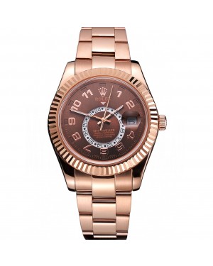 Rolex Sky Dweller Brown Dial Rose Gold Case Ad Bracelet