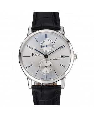 Piaget Altiplano Date Silver Dial Stainless Steel Case Black Leather Strap
