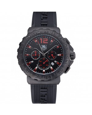 Tag Heuer Formula 1 Chronograph Black Dial Black Bezel Red Numerals 622408