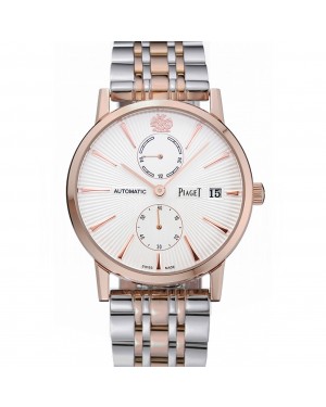 Piaget Altiplano White Dial Rose Gold Case Two Tone Stainless Steel Bracelet 1454231