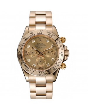 Rolex Cosmograph Daytona Brown Dial Diamond Numerals Gold Case And Bracelet 1454245