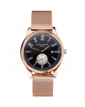 Patek Philippe Calatrava Small Seconds Black Dial Rose Gold Case And Bracelet