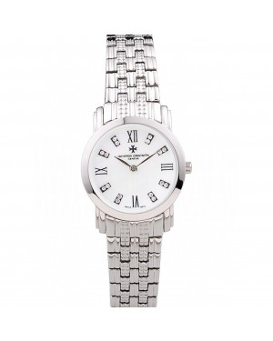 Vacheron Constantin Patrimony Traditionnelle White Dial Diamond Numerals Stainless Steel Bracelet