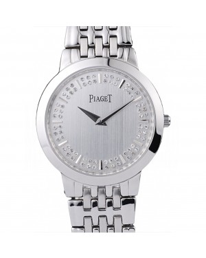 Piaget Dancer Stainless Steel Case Double Studded Minute Markers Silver Dial