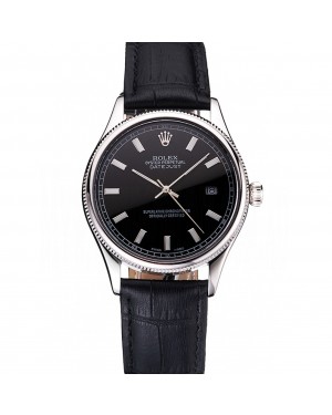 Swiss Rolex Datejust Black Dial Stainless Steel Case And Bracelet