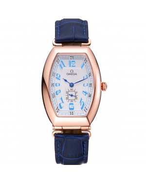 Omega Sochi Petrograd White Dial Gold Case Blue Leather Strap 622820