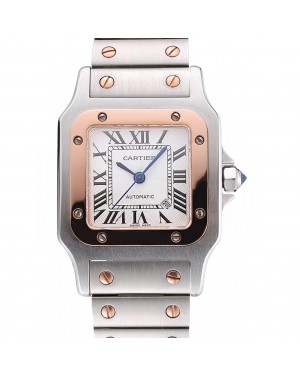Swiss Cartier Santos De Cartier Galbee Rose Gold and Steel Case Steel Bracelet Small 622645