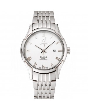 Omega De Ville White Dial Roman Numerals Stainless Steel Case And Bracelet 1453791