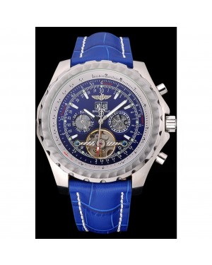 Breitling Bentley Mulliner Tourbillon Blue Dial Stainless Steel Case Blue Leather Strap 622726