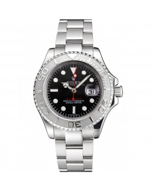 Swiss Rolex Yacht-Master Black Dial Stainless Steel Case And Bracelet