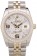 Rolex DateJust Brushed Stainless Steel Case Silver Flowers Dial Diamonds Plated