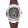 Patek Philippe Nautilus Gray Dial Stainless Steel Case Brown Leather Strap