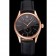 Swiss Rolex Cellini Black Dial Rose Gold Case Black Leather Strap