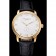 Patek Philippe Calatrava White Embossed Dial Gold Case Black Leather Strap