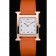 Hermes Heure H Rose Gold Bezel Orange Leather Strap White Dial 80234