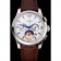 Patek Philippe Chronograph White Guilloche Dial Blue Hands Stainless Steel Case Brown Leather Strap