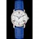 Cartier Ronde White Dial Diamond Hour Marks Stainless Steel Case Blue Leather Strap
