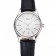 Swiss Rolex Cellini White Guilloche Dial Stainless Steel Case Black Leather Strap