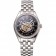 Swiss Patek Philippe Calatrava Black Openworked Dial Diamond Bezel Stainless Steel Case And Bracelet
