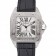 Swiss Cartier Santos Dumont Diamond Case White Dial Roman Numerals Black Leather Bracelet 622652