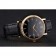 Patek Philippe Calatrava Black Dial Roman Numerals Ribbed Bezel Gold Case Black Leather Strap