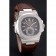 Patek Philippe Nautilus Gray Dial Stainless Steel Case Brown Leather Strap