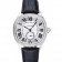 Cartier Drive De Cartier White Dial Silver Diamond Case Black Leather Bracelet 1454215