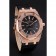 Swiss Audemars Piguet Royal Oak Black Dial Gold Case With Diamonds Black Leather Strap