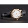 Patek Philippe Calatrava White Dial Diamond Hour Marks Double Ribbed Bezel Gold Case Black Leather Strap