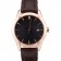 Swiss Vacheron Constantin Traditionnelle Black Dial Rose Gold Case Brown Leather Bracelet