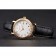 Patek Philippe Calatrava White Dial Diamond Hour Marks Double Ribbed Bezel Gold Case Black Leather Strap