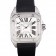 Swiss Cartier Santos Silver Bezel with Diamonds and Black Leather Strap sct47 621531