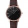 Swiss Vacheron Constantin Patrimony Grand Taille Black Dial Rose Gold Diamonds Case Brown Leather Bracelet 1454174