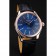 Rolex Cellini Blue Dial Gold Bezel Stainless Steel Case Black Leather Strap 622841