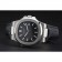 Patek Philippe Nautilus Black Dial Brushed Stainless Steel Case Black Leather Strap