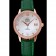 Omega DeVille Prestige Co-Axial Diamond Gold Case Mother-Of-Pearl Dial Green Leather Strap