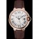 Swiss Ballon Blue De Cartier Gold Case White Dial Roman Numerals Brown Leather Bracelet 622651