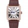 Franck Muller Master Square Diamond Encrusted Rose Gold Bezel Brown Croco Bracelet 80283