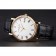 Patek Philippe Calatrava White Dial Roman Numerals Ribbed Bezel Gold Case Black Leather Strap
